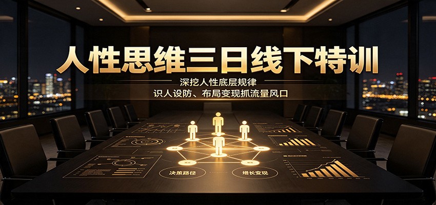 人性思维三日线下特训:深挖人性底层规律,识人设防、布局变现抓流量风口-项目汇