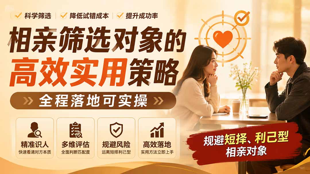 付费文章:相亲筛选对象的高效实用策略,全程落地可实操,规避短择、利己型相亲对象-项目汇