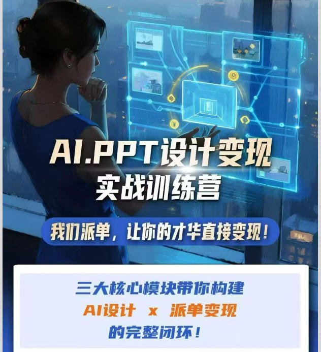 AI+PPT设计变现实战训练营,我们派单,让你的才华直接变现,三大核心模块带你构建Al设计x派单变现的完整闭环-项目汇