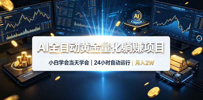 AI全自动黄金量化躺賺项目,24小时自动运行,月入2W!-项目汇