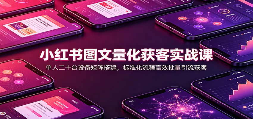 小红书图文量化获客实战课:单人二十台设备矩阵搭建,标准化流程高效批量引流获客-项目汇