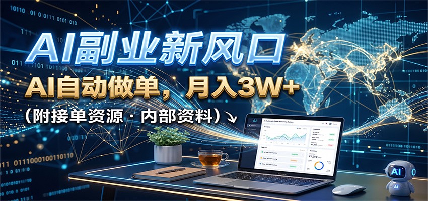 AI副业新风口,AI自动做单,月入3W+,附接单资源-项目汇