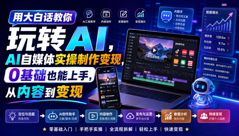 用大白话教你玩转AI，AI自媒体实操制作变现，0基础也能上手，从内容到变现-项目汇