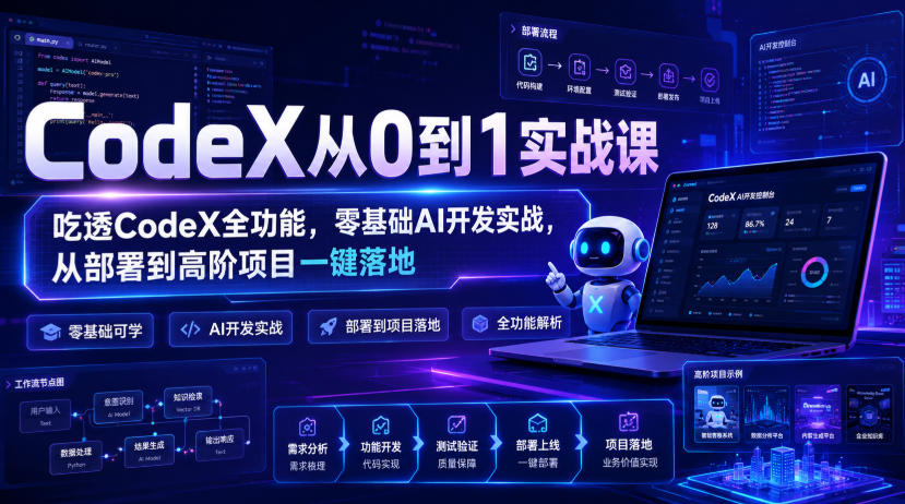 CodeX从0到1实战课,吃透CodeX全功能,零基础AI开发实战,从部署到高阶项目一键落地-项目汇