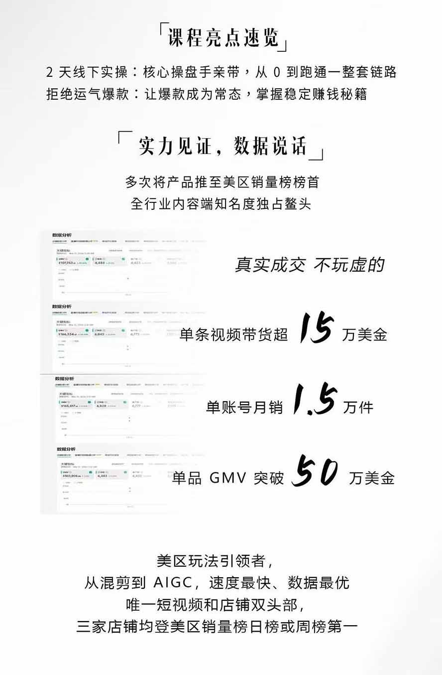 图片[2]-AIGC×TikTok美区短视频带货线下课；两天一夜完整回放，12小时高清视频收录头部操盘手全流程教学-项目汇