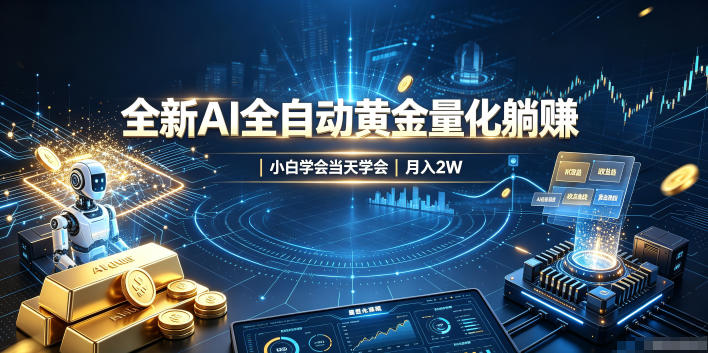 全新AI全自动黄金量化躺賺:小白学会当天学会,月入2W!【揭秘】-项目汇
