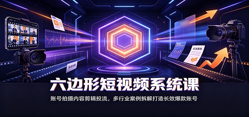 六边形短视频系统课:账号拍摄内容剪辑投流,多行业案例拆解打造长效爆款账号-项目汇