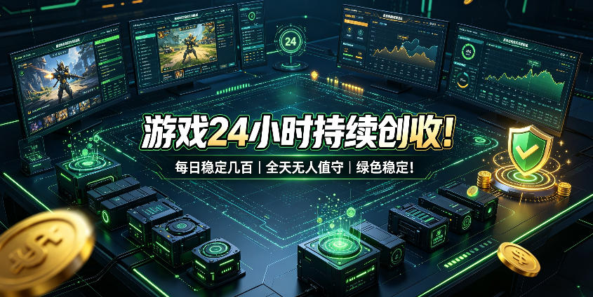 游戏24小时持续创收!每日稳定几百,全天无人值守,绿色稳定!【揭秘】-项目汇