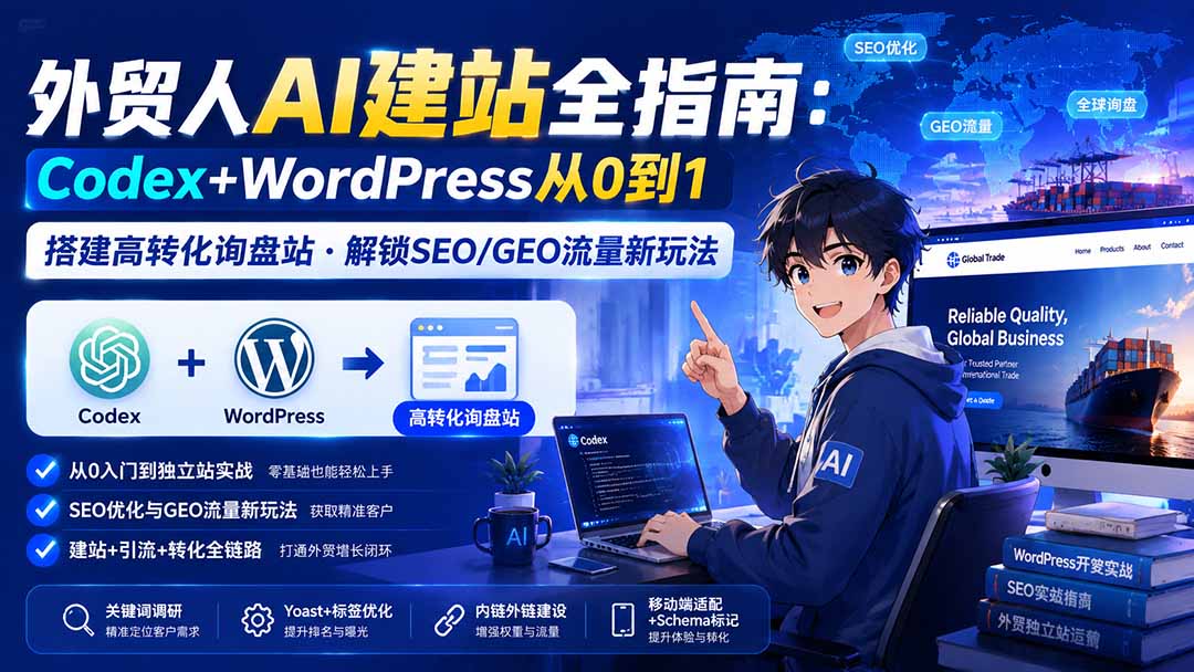 外贸人AI建站全指南：Codex+WordPress从0到1·搭建高转化询盘站·解锁SEO/GEO流量新玩法-更新-项目汇