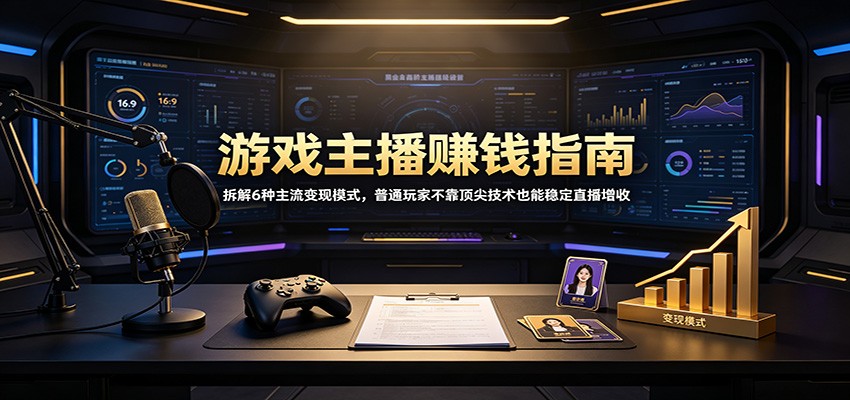游戏主播赚钱指南：拆解6种主流变现模式，普通玩家不靠顶尖技术也能稳定直播增收-项目汇