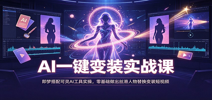 AI一键变装实战课:即梦搭配可灵AI工具实操,零基础做出丝滑人物替换变装短视频-项目汇