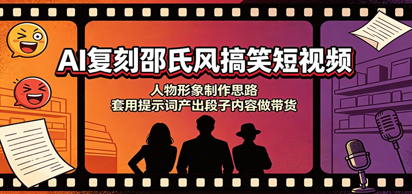 AI复刻邵氏风搞笑短视频:人物形象制作思路,套用提示词产出段子内容做带货-项目汇