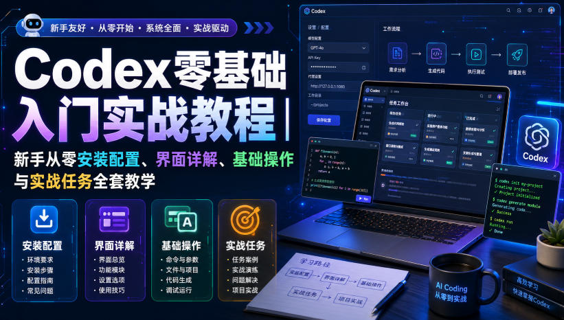 Codex零基础入门实战教程｜新手从零安装配置、界面详解、基础操作与实战任务全套教学-项目汇