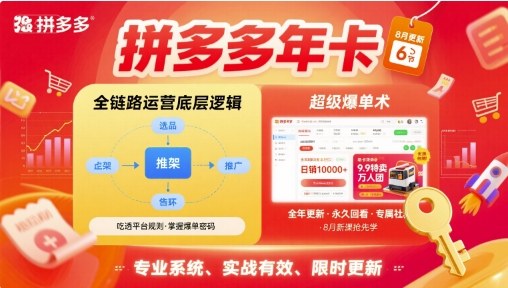 拼多多年卡,拼多多全链路运营底层逻辑,超级爆单术【更新26年8月】-项目汇