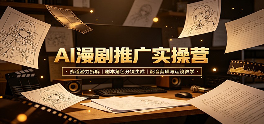 AI漫剧推广实操营:赛道潜力拆解,剧本角色分镜生成,配音剪辑与运镜教学-项目汇