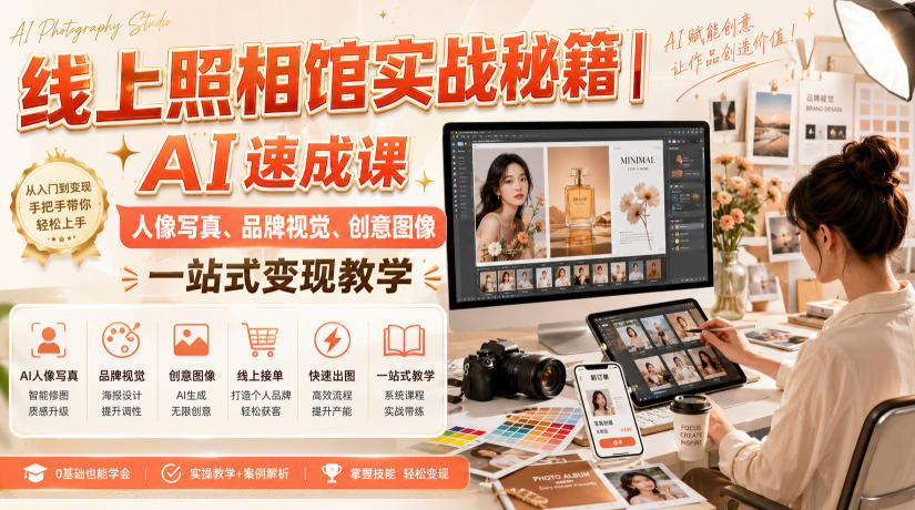 线上照相馆实战秘籍|AI速成课,人像写真、品牌视觉、创意图像一站式变现教学-项目汇