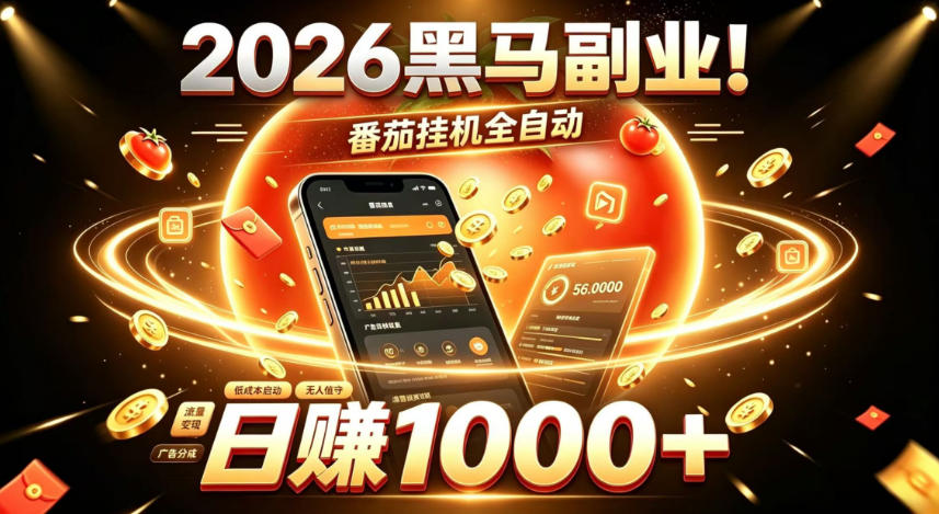 2026黑马副业!番茄挂G全自动日入1000+,操作最简单、门槛最低的线上轻资产项目【揭秘】-项目汇