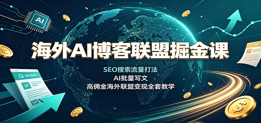 海外AI博客联盟掘金课:SEO搜索流量打法,AI批量写文,高佣金海外联盟变现全套教学-项目汇