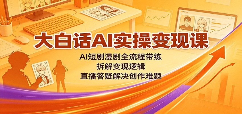 大白话AI实操变现课:AI短剧漫剧全流程带练,拆解变现逻辑,直播答疑解决创作难题-项目汇
