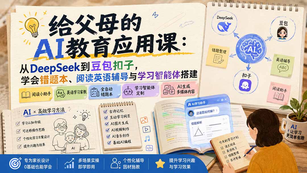 给父母的AI教育应用课:从DeepSeek到豆包扣子,学会错题本、阅读英语辅导与学习智能体搭建-项目汇