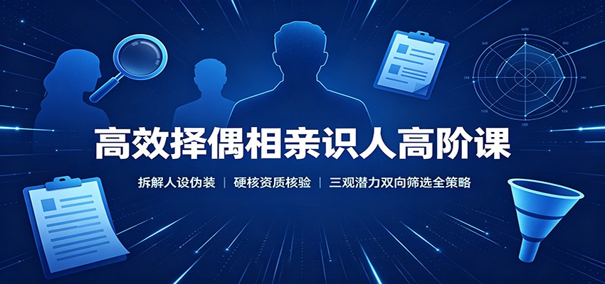 高效择偶相亲识人高阶课：拆解人设伪装，硬核资质核验，三观潜力双向筛选全策略-项目汇