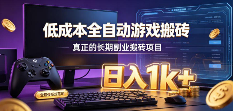 低成本全自动游戏搬砖,真正的长期副业搬砖项目,日入1k+,全程傻瓜式落地【揭秘】-项目汇