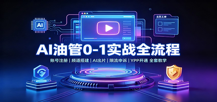AI油管0-1实战:账号注册频道搭建,AI出片,限流申诉,YPP开通全套教学-项目汇
