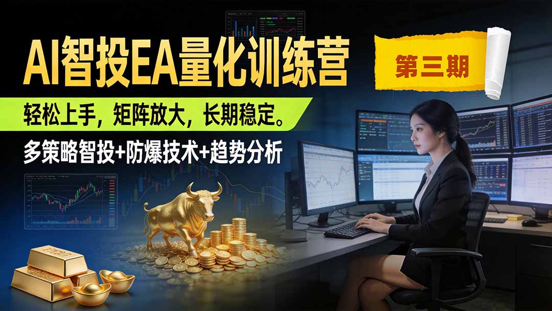 AI智投EA量化训练营第三期，多策略智投+防爆技术+趋势分析 ，小白轻松上手，矩阵放大，长期稳定，日入500U。-项目汇