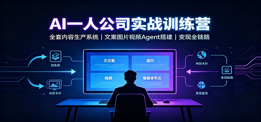 AI创作一人公司实战训练营:全套内容生产系统,文案图片视频Agent搭建变现全链路-项目汇
