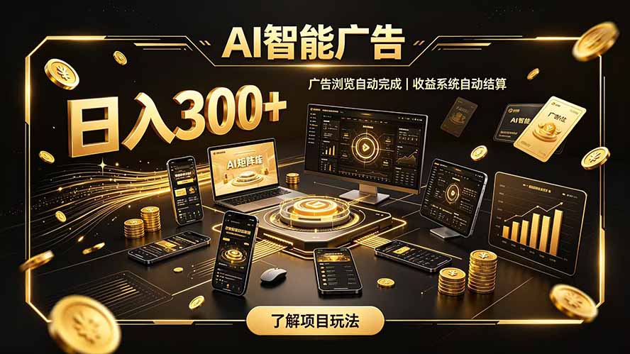 自研 AI 系统｜轻资产起步｜长期稳定收益｜宝妈 上班族轻轻松松日入300+-项目汇