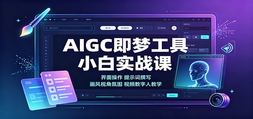 AIGC即梦工具小白实战课：界面操作，提示词撰写，画风视角氛围视频数字人教学-项目汇