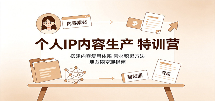 个人IP内容生产特训营：搭建内容复用体系，素材积累方法，朋友圈变现指南-项目汇