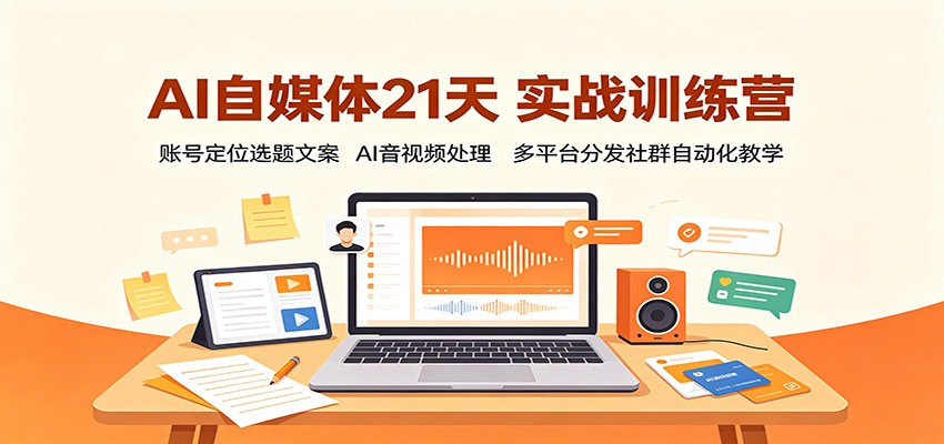 AI自媒体21天实战训练营：账号定位选题文案，AI音视频处理，多平台分发社群自动化教学-项目汇