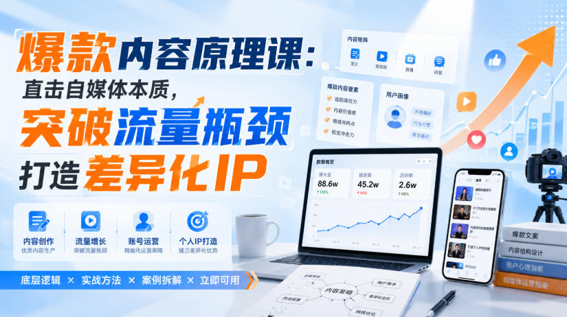 爆款内容原理课：直击自媒体本质，突破流量瓶颈打造差异化IP-项目汇