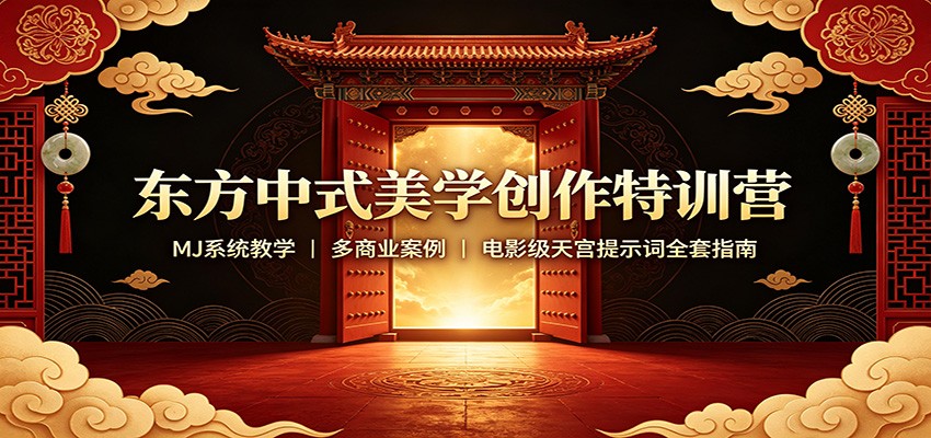 东方中式美学创作特训营：MJ系统教学，多商业案例，电影级天宫提示词全套指南-项目汇