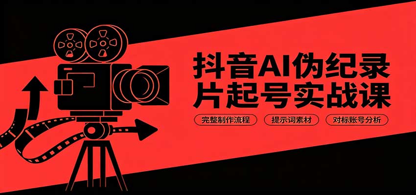 抖音AI伪纪录片起号实战课：完整制作流程，提示词素材，对标账号分析-项目汇