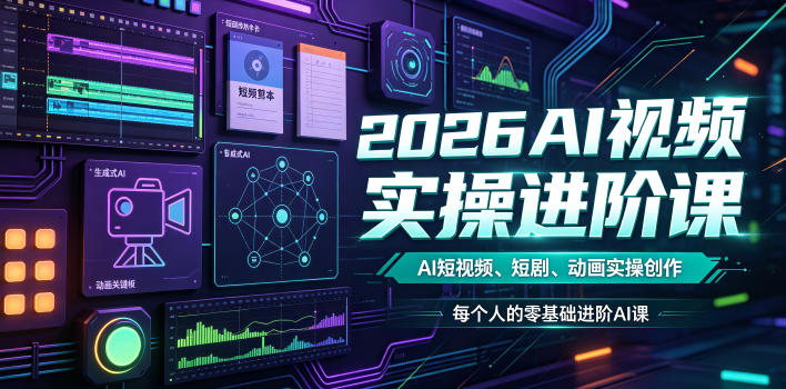 2026AI视频实操进阶课，AI短视频、短剧、动画实操创作，每个人的零基础进阶ai课(更新0825)-项目汇