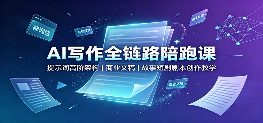 AI写作全链路陪跑课：提示词高阶架构，商业文稿，故事短剧剧本创作教学-项目汇