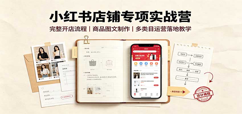 小红书店铺专项实战营：完整开店流程，商品图文制作，多类目运营落地教学-项目汇