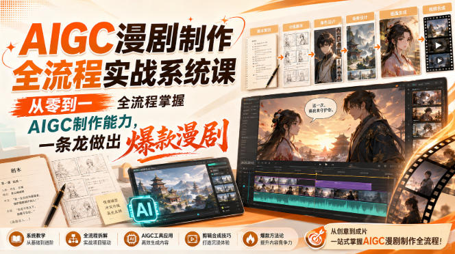 AIGC漫剧制作全流程实战系统课，从零到一全流程掌握AIGC制作能力，一条龙做出爆款漫剧-项目汇
