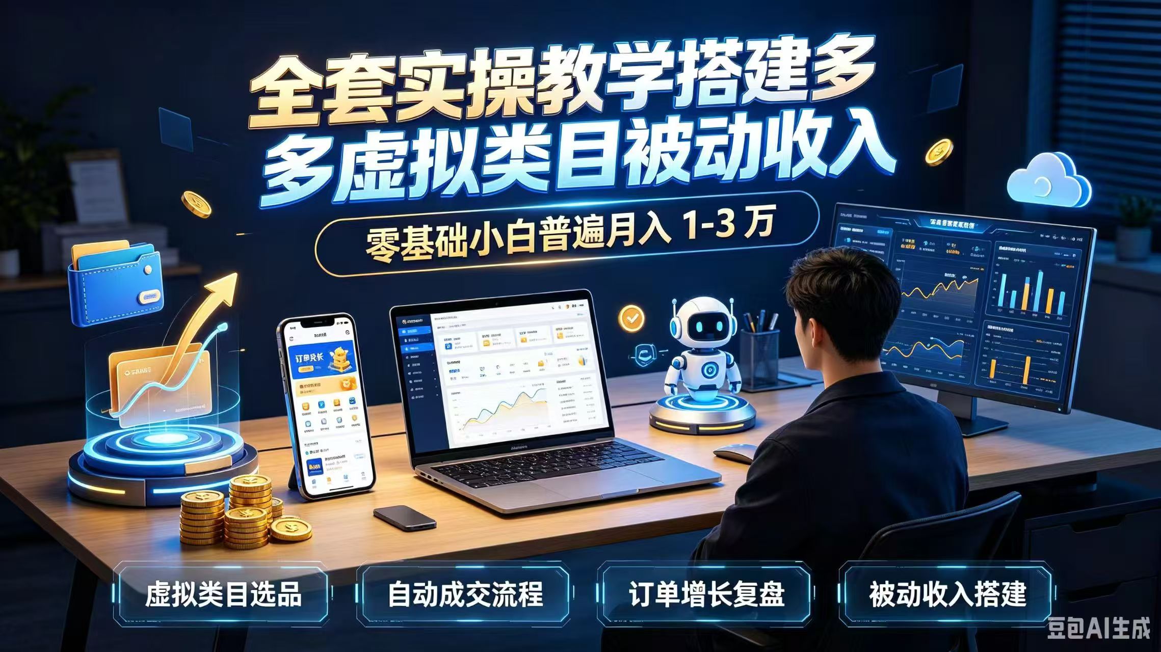 全套实操教学搭建多多虚拟类目被动收入，零基础小白普遍月入 1-3 万-项目汇