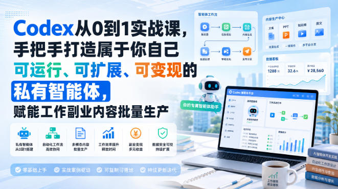 Codex从0到1实战课，手把手打造属于你自己可运行、可扩展、可变现的私有智能体，赋能工作副业内容批量生产-项目汇