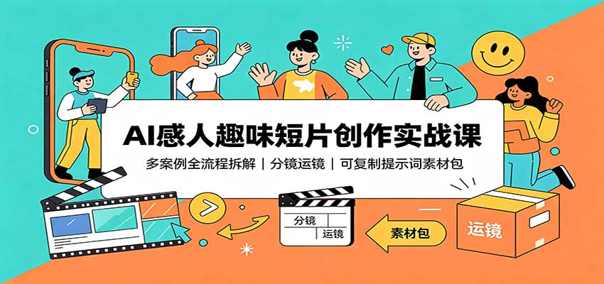 AI感人趣味短片创作实战课：多案例全流程拆解，分镜运镜，可复制提示词素材包-项目汇