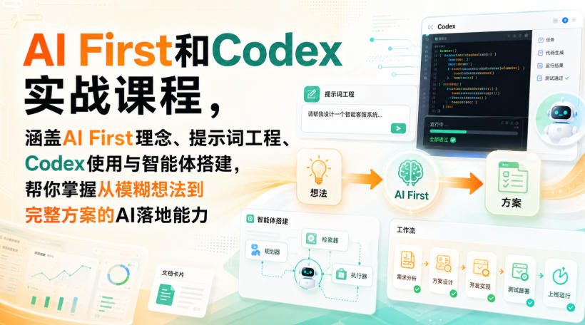AI First和Codex实战课，涵盖AI First理念、提示词工程、Codex使用与智能体搭建，掌握从模糊想法到完整方案的AI落地能力-项目汇