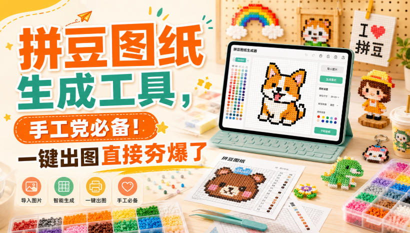 拼豆图纸生成工具，手工党必备！一键出图直接夯爆了-项目汇
